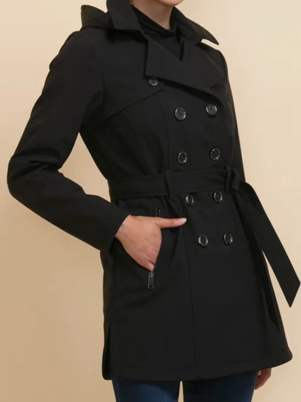 Ricki's Black Hooded Trench Coat S